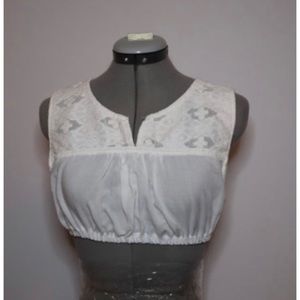 White Crop Top w/ Lace Detail